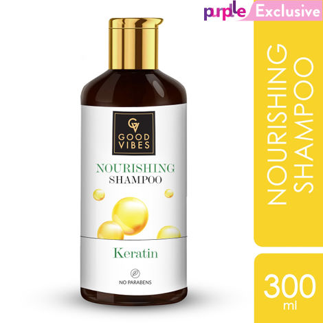 Good Vibes Keratin Nourishing Shampoo | Hair Repair, Anti-Dandruff, Strengthening | With Argan Oil | No Parabens, No Animal Testing (300 ml)