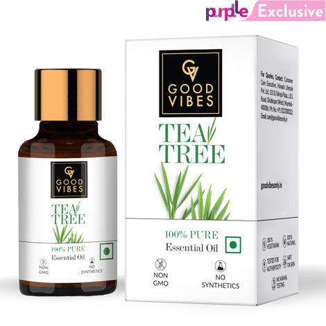 Buy Good Vibes 100% Pure Tea Tree Essential Oil | Anti-Acne, Helps Clears Pimples | No Synthetics, 100% Natural, 100% Vegetarian (10 ml)-Purplle