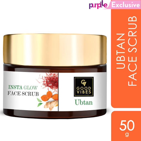 Buy Good Vibes Ubtan Insta Glow Face Scrub | Brightening, Detoxifying | No Parabens, No Sulphates, No Mineral Oil, No Animal Testing (50 g)-Purplle