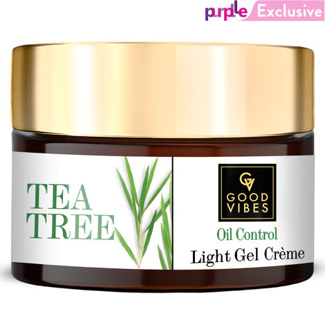 Buy Good Vibes Tea Tree Oil Control Light Gel Cream | Anti-Acne Hydrating Moisturizing | No Parabens No Sulphates No Mineral Oil (50 g)-Purplle