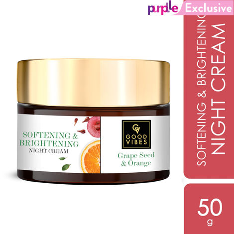 Buy Good Vibes Softening + Brightening Night Cream - Grape Seed + Orange (50 gm)-Purplle