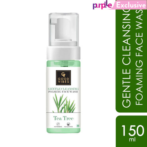Buy Good Vibes Gentle Cleansing Foaming Face Wash Tea Tree (150 ml)-Purplle
