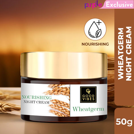 Buy Good Vibes Wheatgerm Nourishing Night Cream | Anti-Inflammatory, Heals Scars | With Almond Oil | No Parabens, No Sulphates, No Mineral Oil (50 g)-Purplle