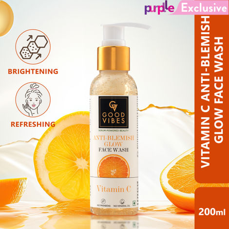 Buy Good Vibes Anti Blemish Glow face Wash Vitamin C | Brightening, Skin Illuminating (200 ml)-Purplle