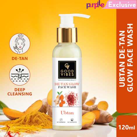 Buy Good Vibes Ubtan De Tan Glow Face Wash | Tan Removal, Brightening Cleansing (120 ml)-Purplle