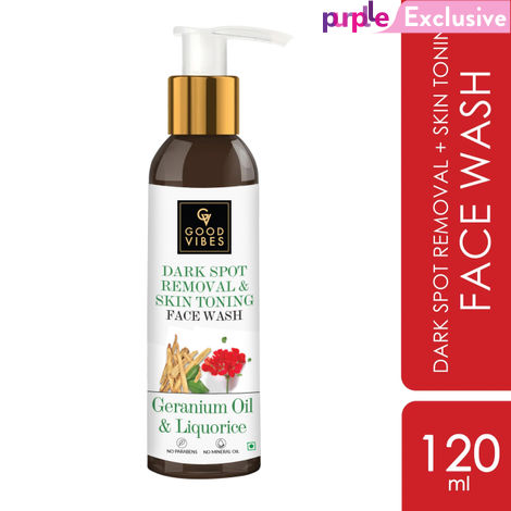 Buy Good Vibes Dark Spot Removal + Skin Toning Face Wash - Geranium Oil & Liquorice (120 ml)-Purplle
