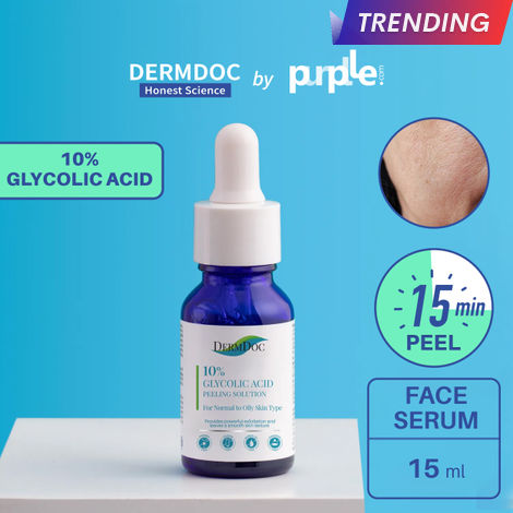 Buy DERMDOC by Purplle 10% Glycolic Acid Peeling Solution (15ml) | chemical peeling | pore cleansing | glycolic acid serum | exfoliator | aha bha peeling solution-Purplle