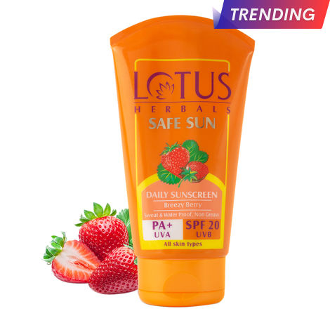 Buy Lotus Herbals Safe Sun Sunscreen Cream - SPF 20 | PA+ | Sweat & Water resistant | Non-Greasy | 50g-Purplle