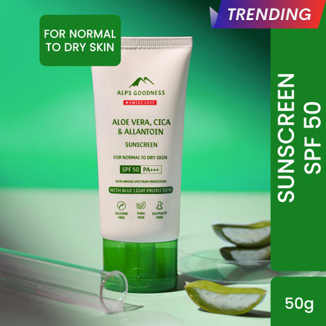 Buy Alps Goodness Blue Light Protection Sunscreen For Normal to Dry Skin SPF 50 PA+++ with Aloe Vera, Cica & Allantoin (50 g)| Sunscreen SPF 50| Sunscreen for Normal to Dry Skin| Broad Spectrum Protection Sunscreen| PA+++ Sunscreen-Purplle