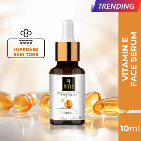 Buy Good Vibes Vitamin E De-Pigmentation Skin Serum | UV protection | Antioxidant | With Liquorice | No Parabens No Sulphates No Animal Testing (10 ml)-Purplle