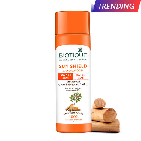 Buy Biotique Sun Shield Sandalwood 50+Spf Sunscreen Lotion (120 ml)-Purplle