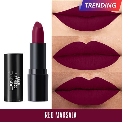 Buy Lakme Cushion Matte Lipstick, Red Marsala, 4.5g-Purplle