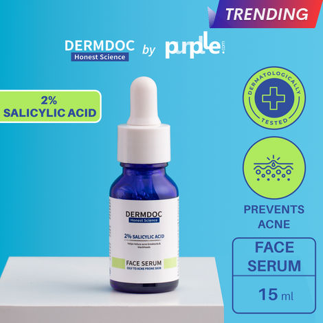 Buy DERMDOC by Purplle 2% Salicylic Acid Face Serum (15 ml) | For Oily & Acne Prone Skin | Reduces Acne & Blackheads, Regularizes Sebum Production, Evens Skin Texture | salicylic acid for acne | acne face serum-Purplle