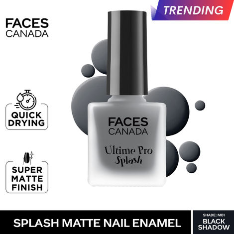 Buy Faces Canada Ultime Pro Splash Matte Nail Enamel Black Shadow M01 MRP 149-Purplle