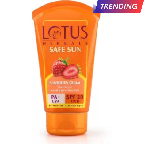 Buy Lotus Herbals Safe Sun Sunscreen Cream - Breezy Berry | SPF 20 | PA+ | Sweat & Waterproof | Non-Greasy | 50g-Purplle