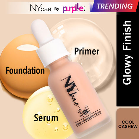 Buy NY Bae 3 in 1 Serum Foundation with Primer I Moisturising I Glowing Korean Skin I Celeb Glow | Dewy Makeup | Cool Cashew 04 (30 ml)-Purplle