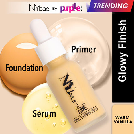 Buy NY Bae 3 in 1 Serum Foundation with Primer I Moisturising I Glowing Korean Skin I Celeb Glow | Dewy Makeup | Warm Vanilla 01 (30 ml)-Purplle