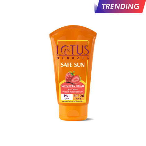 Buy Lotus Herbals Safe Sun Sunscreen Cream | SPF 20 | PA+ | Sweat & Waterproof | Non-Greasy | 100g-Purplle