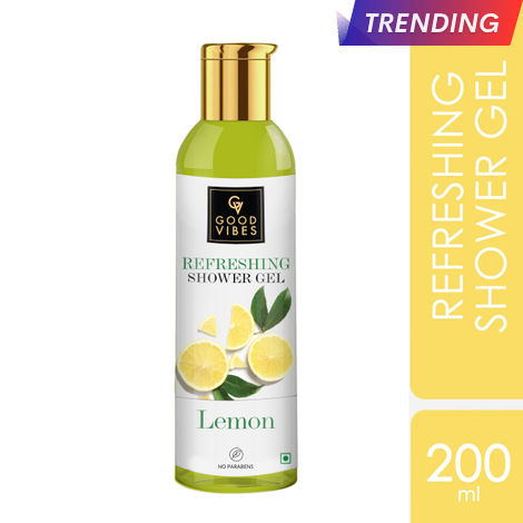 Buy Good Vibes Lemon Refreshing Shower Gel (Body Wash) | Hydrating, Moisturizing, Smoothening (200 ml)-Purplle