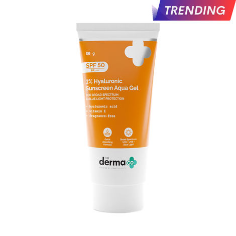 Buy The Derma Co.1% Hyaluronic Sunscreen SPF 50 Aqua Gel, PA++++,For Broad Spectrum & Blue Light Protection (80 g)-Purplle
