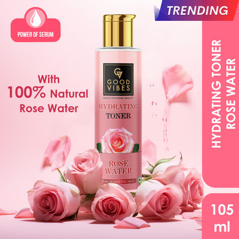 Buy Good Vibes Hydrating Toner Rose Water with Power Of Serum (105ml) | Dermatologically Tested for Sensitive skin | With 100% Natural Rose Water-Purplle