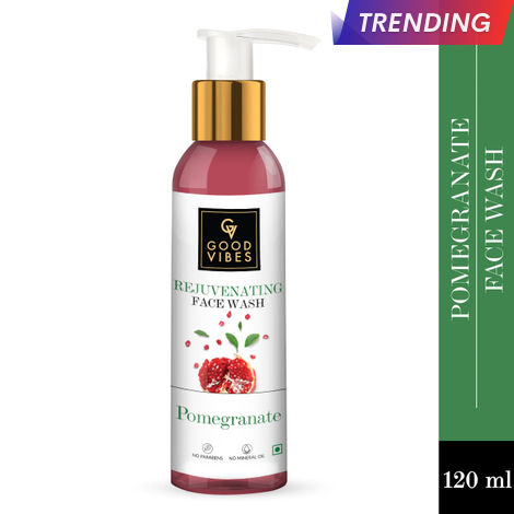 Buy Good Vibes Pomegranate Rejuvenating Face Wash | Brightening, Hydrating | No Parabens, No Mineral Oil, No Animal Testing (120 ml)-Purplle