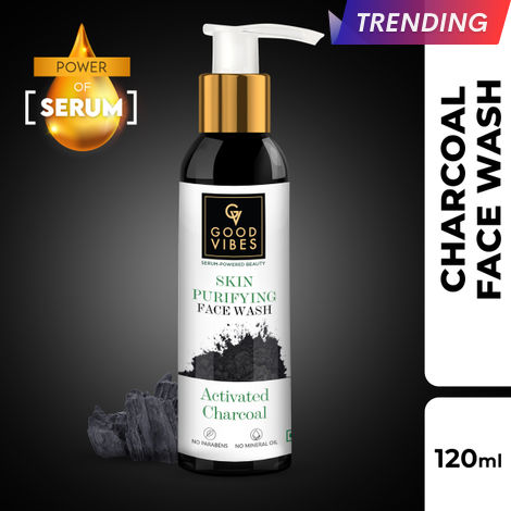 Buy Good Vibes Activated Charcoal Skin Purifying Face Wash (120 ml)-Purplle