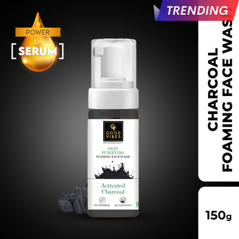 Buy Good Vibes Activated Charcoal Skin Purifying Foaming Face Wash (150 ml)-Purplle
