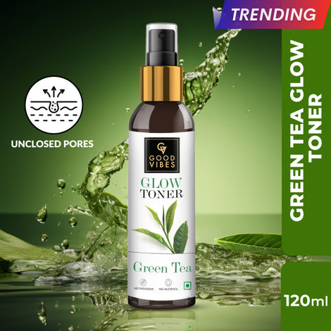 Buy Good Vibes Green Tea Glow Toner | Hydrating, Soothing, Refreshing | With Apple | No Alcohol, No Sulphates, No Parabens, No Animal Testing (120 ml)-Purplle