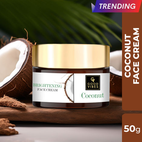 Buy Good Vibes Coconut Brightening Face Cream | Moisturizing, Provides Glow | No Parabens, No Sulphates, No Mineral Oil, No Animal Testing (50 g)-Purplle