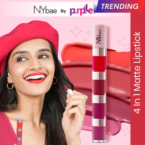 Buy NY Bae 4 In 1 Lip Play Liquid Lipstick | Super Pigmented | Red & Pink Lipstick | Matte Finish | Travel Kit - Rose Rush (4 ml)-Purplle