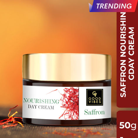 Buy Good Vibes Saffron Nourishing Day Cream | Hydrating, Glow | With Coffee | No Parabens, No Sulphates, No Mineral Oil, No Animal Testing (50 g)-Purplle