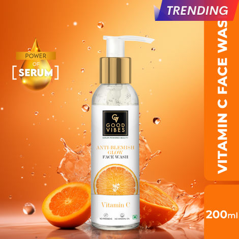 Buy Good Vibes Anti Blemish Glow Face Wash Vitamin C| Deep Cleansing, Brightening, Refreshing | No Parabens, No Mineral Oil, No Animal Testing (200 ml)-Purplle