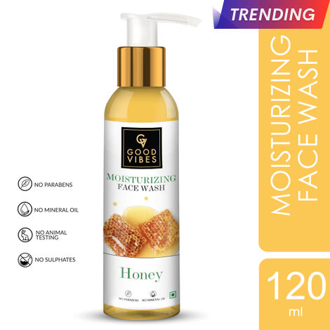 Buy Good Vibes Honey Moisturizing Face Wash | Lightening, Moisturizing | No Parabens, No Mineral Oil, No Animal Testing (120 ml)-Purplle