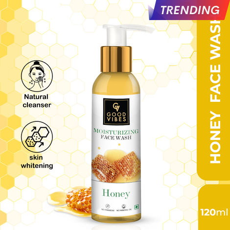 Buy Good Vibes Honey Moisturizing Face Wash | Lightening, Moisturizing | No Parabens, No Mineral Oil, No Animal Testing (120 ml)-Purplle