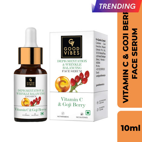 Buy Good Vibes Vitamin C & Goji Berry Depigmentation & Wrinkle Balancing Face Serum | Lightening | With Aloe Vera | No Parabens, No Sulphates (10 ml)-Purplle