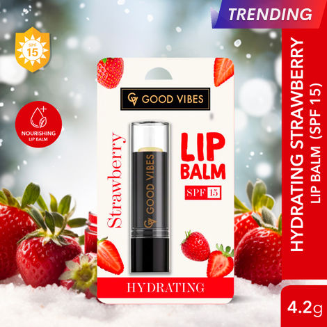 Buy Good Vibes Hydrating Strawberry Lip Balm SPF 15 (4.2g)-Purplle