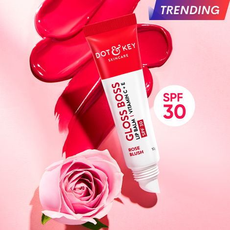 Buy Dot & Key Rose Blush Lip Balm for soft and naturally pink lips| SPF 30 & Vitamin C+E| Fades lip pigmentation & Control Lip Tanning - 12g-Purplle