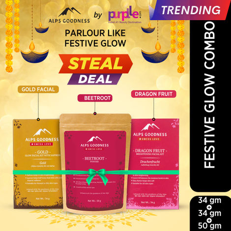 Buy Alps Goodness Festive Pack Combo With Dragon Fruit, Gold Facial Kit & Beetroot Powder | Festive Combo | Facial Kit & beetroot powder | Best for glowing skin | Super savings pack | Best gift for women-Purplle