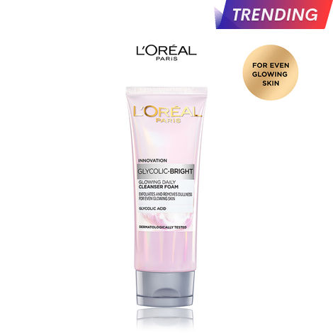 Buy L'Oreal Paris Innovation Glycolic- Bright Glowing Daily Cleanser Foam, 100ml | Glycolic acid, Exfoliates and Removes Dullness for even glowing skin-Purplle
