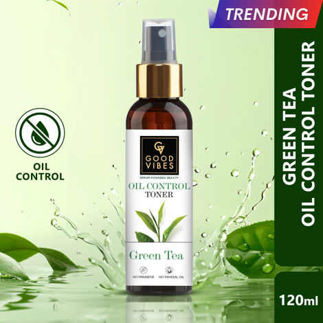 Buy Good Vibes Green Tea Oil Control Toner with Power of Serum | Reduces irritation and redness (120 ml)-Purplle