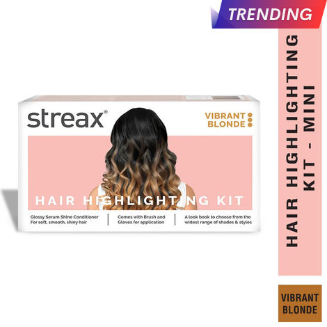 Buy Streax Hair Colour Highlight Kit | Blonde Hair Colour, Vibrant Blonde - Pack of 1 I Enriched with Walnut & Argan Oil I Hair Colour for Women | Rich, vibrant, Easy to use, DIY Application (75 gm)-Purplle