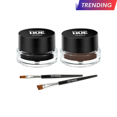Buy MARS 2-In-1 Hue Gel Eyeliner | Waterproof & Smudgeproof Formula | Stay Upto 24 Hours | Comes With 2 Brush Set (6 gm) (Black & Brown)-Purplle