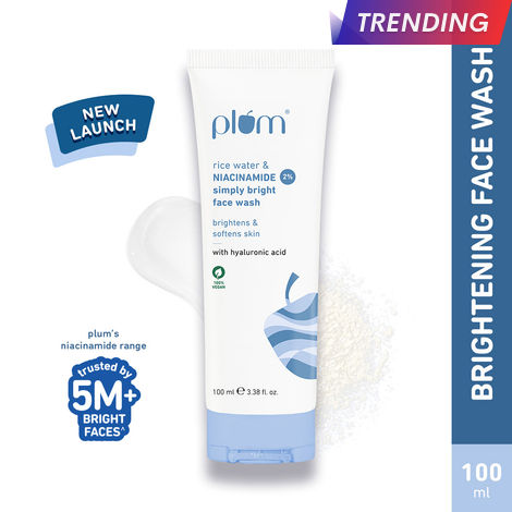 Buy Plum Simply Bright 2% Niacinamide Face Wash With Rice Water | Brightens Skin, Helps Fade Blemishes | Softens & Smoothens Skin | Gentle & Non-Drying | Women & Men | 100% Vegan | 100 ml-Purplle
