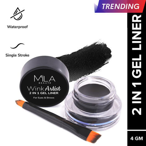 Buy MILA BEAUTE Wink Artist Gel Liner 2in1 With Brush Waterproof Eyeliner Upto 36hrs - Black (4 gm)-Purplle