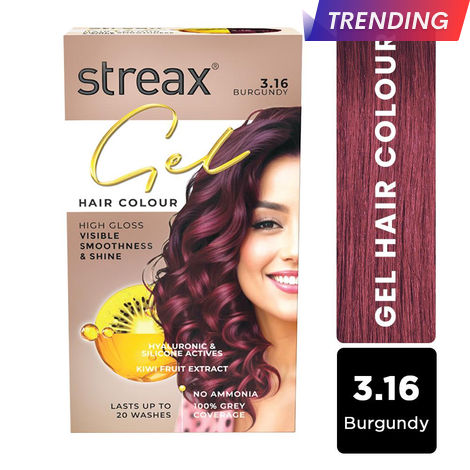 Buy Streax Gel Hair Colour for women, Burgundy 3.16 , 150 ml |No ammonia hair color|100% grey coverage-Purplle