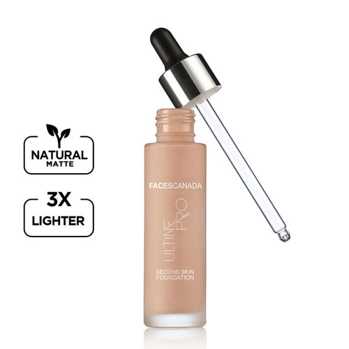 FACES CANADA Ultime Pro Second Skin Foundation - Natural 02, 30 ml | Lightweight Anti-Ageing Serum Foundation | 3X Lighter | Natural Matte Finish | Medium To High Coverage | SPF 15 | Non-Oily