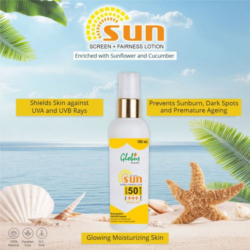 Globus Remedies Sunscreen Lotion With Fairness - Spf 50 Pa+++ (100 ml)