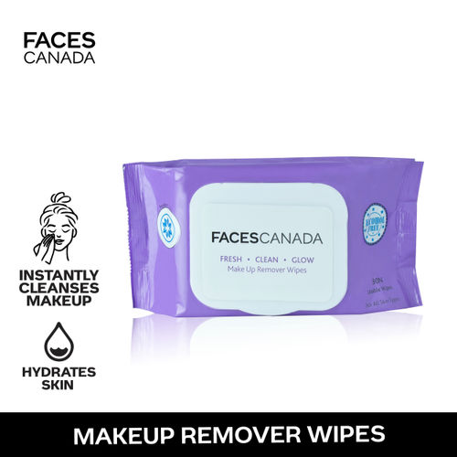 FACES CANADA Fresh Clean Glow Makeup Remover Wipes - 30 Wipes | Gentle Purifying | Ultra Soft | Instant Cleansing For All Skin Types | Hydrates & Moisturizes Skin | No Alcohol | No Parabens