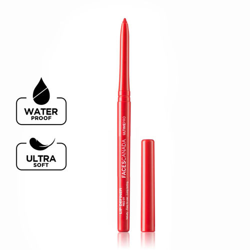 FACES CANADA Ultime Pro Lip Definer - Red, 0.35g | Extremely Soft & Gliding | Anti-Feathering & Lightwear | High Coverage | Waterproof | Retractable Twist Format